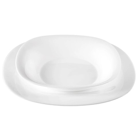 Zestaw Serwis Obiadowy 18 el. ORION LUNA Szklany Kwadratowy Biały