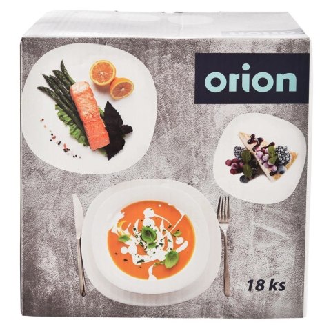 Zestaw Serwis Obiadowy 18 el. ORION LUNA Szklany Kwadratowy Biały