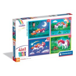 Clementoni: Puzzle 4w1 - Day with Unicorns