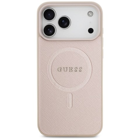 Guess Saffiano Classic Logo MagSafe - Etui iPhone 17 Pro Max (różowy)