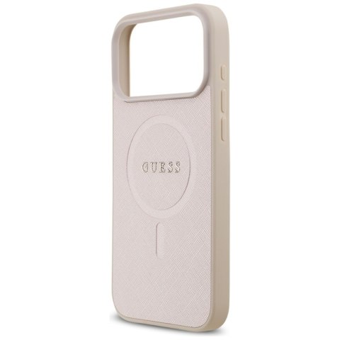 Guess Saffiano Classic Logo MagSafe - Etui iPhone 17 Pro Max (różowy)