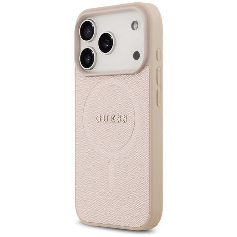 Guess Saffiano Classic Logo MagSafe - Etui iPhone 17 Pro (różowy)