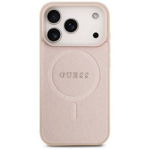 Guess Saffiano Classic Logo MagSafe - Etui iPhone 17 Pro (różowy)