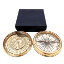 Kompas Mosiężny Retro + 40-letni Kalendarz w Eleganckim Pudełku - Prezent dla Żeglarza i Szefa - COM101