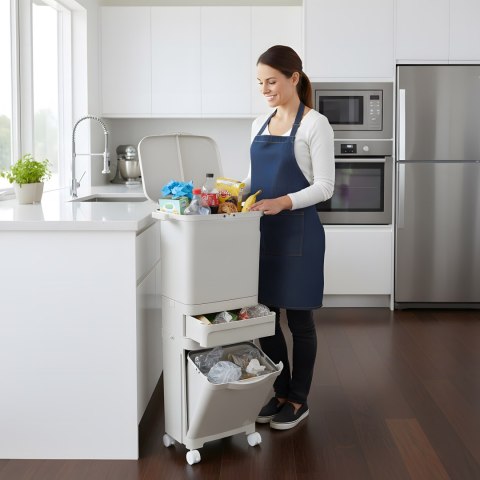 Kosz na śmieci do segregacji NARDAN szary 42 litry