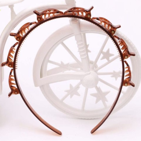 Opaska na głowę ze spinkami do włosów - brązowa