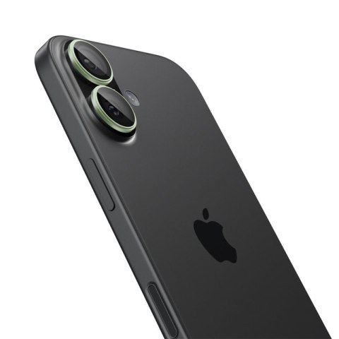 Spigen Optik Pro GLAS.TR EZ Fit Camera Protector 2-Pack - Szkło ochronne na obiektyw do iPhone 16 / 16 Plus / 17 (2 szt) (Green)