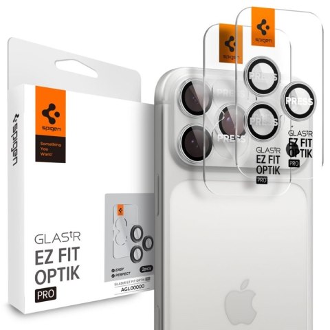 Spigen Optik Pro GLAS.TR EZ Fit Camera Protector 2-Pack - Szkło ochronne na obiektyw do iPhone 16 Pro / 16 Pro Max / 17 Pro / 17