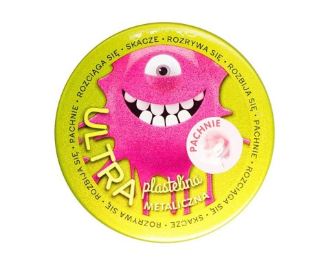 Ultra Plastelina Pachnąca - różowa metaliczna, zapach waty cukrowej, żółta puszka