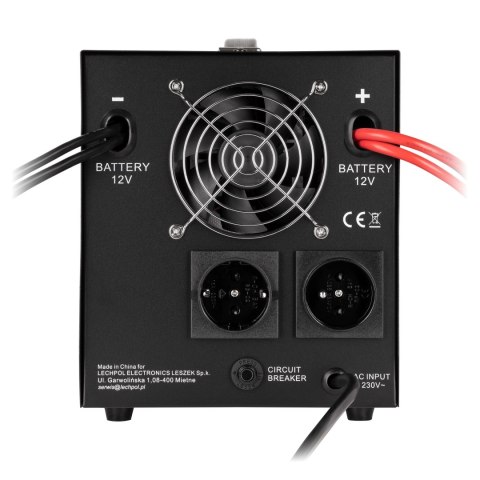 Zasilacz awaryjny KEMOT PROsinus-2000 przetwornica z czystym przebiegiem sinusoidalnym i funkcją ładowania 12V 230V 2000VA/1200W