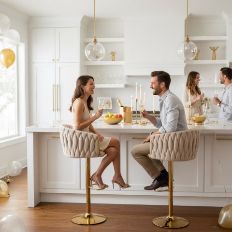 Hoker barowy Cofton Gold beżowy Velvet