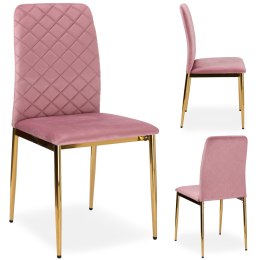 Krzesło welurowe tapicerowane MAVERIK Velvet gold różowe
