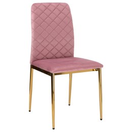 Krzesło welurowe tapicerowane MAVERIK Velvet gold różowe
