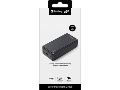 Sandberg 320-43 bank mocy Litowo-jonowa (Li-Ion) 27000 mAh Czarny