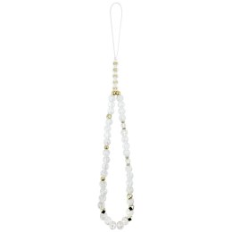 Guess IML Flowers Electro Pearl Strap MagSafe - Etui iPhone 17 Pro Max (biały)