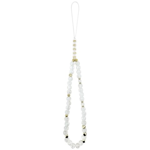 Guess IML Flowers Electro Pearl Strap MagSafe - Etui iPhone 17 Pro Max (biały)