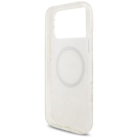 Guess IML Flowers Electro Pearl Strap MagSafe - Etui iPhone 17 Pro Max (biały)