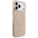 Guess IML Flowers Electro Pearl Strap MagSafe - Etui iPhone 17 Pro Max (różowy)