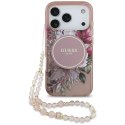 Guess IML Flowers Electro Pearl Strap MagSafe - Etui iPhone 17 Pro (różowy)