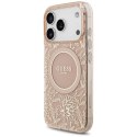 Guess IML Flowers Electro Pearl Strap MagSafe - Etui iPhone 17 Pro (różowy)