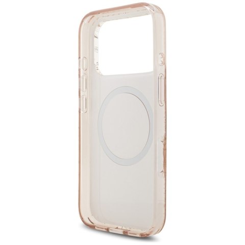 Guess IML Flowers Electro Pearl Strap MagSafe - Etui iPhone 17 Pro (różowy)
