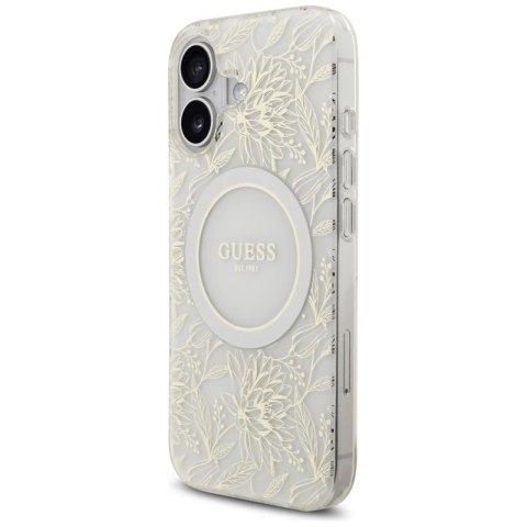 Guess IML Flowers Electro Pearl Strap MagSafe - Etui iPhone 17 (biały)