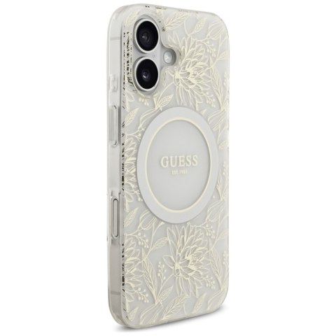 Guess IML Flowers Electro Pearl Strap MagSafe - Etui iPhone 17 (biały)