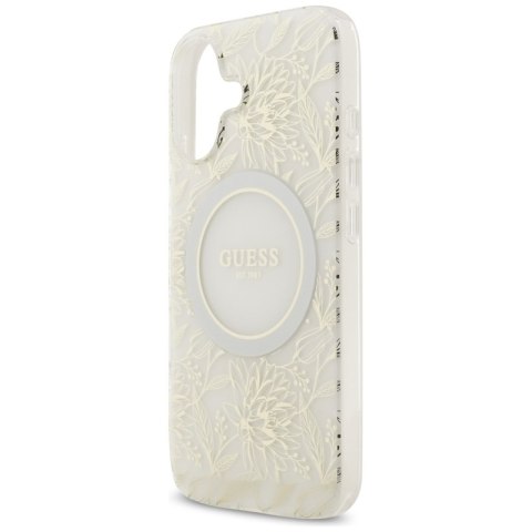 Guess IML Flowers Electro Pearl Strap MagSafe - Etui iPhone 17 (biały)