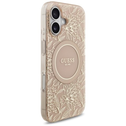 Guess IML Flowers Electro Pearl Strap MagSafe - Etui iPhone 17 (różowy)