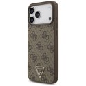 Guess Leather 4G Triangle Strass MagSafe - Etui iPhone 17 Pro Max (brązowy)