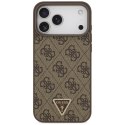 Guess Leather 4G Triangle Strass MagSafe - Etui iPhone 17 Pro Max (brązowy)