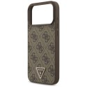 Guess Leather 4G Triangle Strass MagSafe - Etui iPhone 17 Pro Max (brązowy)