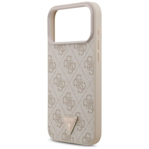 Guess Leather 4G Triangle Strass MagSafe - Etui iPhone 17 Pro Max (różowy)
