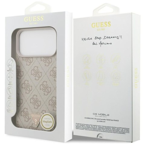 Guess Leather 4G Triangle Strass MagSafe - Etui iPhone 17 Pro Max (różowy)