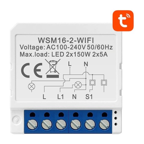 Przekaźnik AVATTO WSM16-W2 Wi-Fi 2-kanałowy Tuya