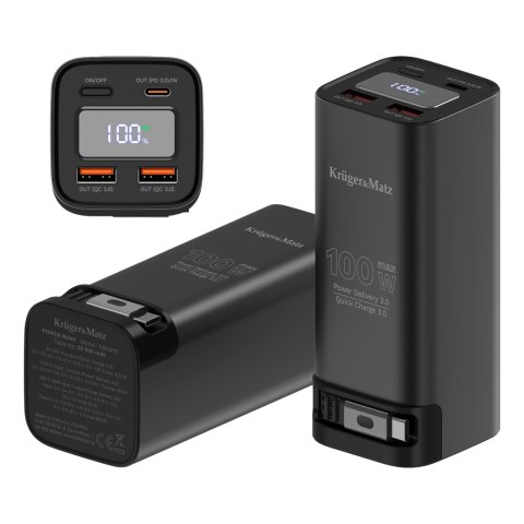 PowerBank Kruger&Matz 20000 mAh Li-ion 100W z funkcją QC oraz PD