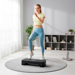 Step do aerobiku i ćwiczeń fitness, 2 stopnie, 68cm, czarny, REBEL ACTIVE