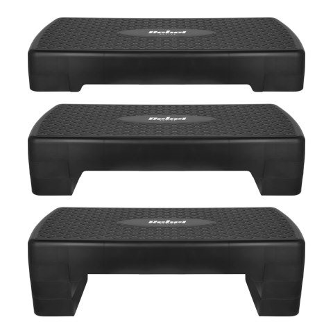 Step do aerobiku i ćwiczeń fitness, 3 stopnie, 68cm, czarny, REBEL ACTIVE