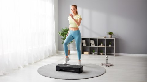 Step do aerobiku i ćwiczeń fitness, 3 stopnie, 68cm, czarny, REBEL ACTIVE