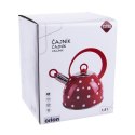 Czajnik z Gwizdkiem Stalowy Czerwony w Grochy Indukcja Gaz ORION 1,5 L