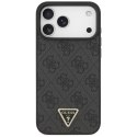 Guess Leather 4G Triangle Strass MagSafe - Etui iPhone 17 Pro Max (czarny)