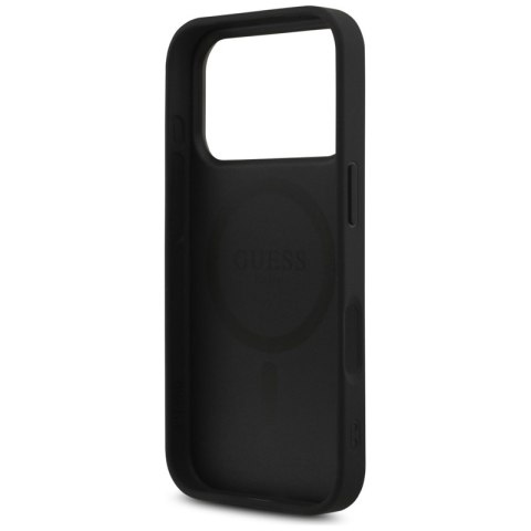 Guess Leather 4G Triangle Strass MagSafe - Etui iPhone 17 Pro (czarny)