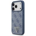 Guess Leather 4G Triangle Strass MagSafe - Etui iPhone 17 Pro (niebieski)