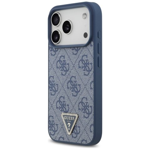 Guess Leather 4G Triangle Strass MagSafe - Etui iPhone 17 Pro (niebieski)