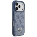 Guess Leather 4G Triangle Strass MagSafe - Etui iPhone 17 Pro (niebieski)