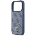 Guess Leather 4G Triangle Strass MagSafe - Etui iPhone 17 Pro (niebieski)