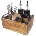 Stojak Organizer na Sztućce Sosy i Przyprawy Drewniany Ozdobny ORION