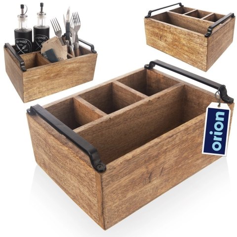 Stojak Organizer na Sztućce Sosy i Przyprawy Drewniany Ozdobny ORION