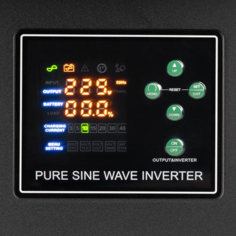 Zasilacz awaryjny KEMOT PROsinus-2000 przetwornica z czystym przebiegiem sinusoidalnym i funkcją ładowania 12V 230V 2000VA/1200W