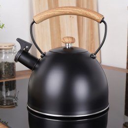Czajnik na Gaz Indukcja z Gwizdkiem Stalowy Czarny Solidny VILDE 2,5 l
